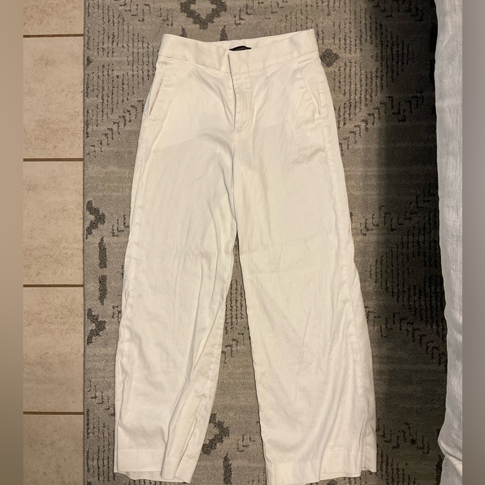 Banana Republic White Linen Wide-leg Suit Pants
